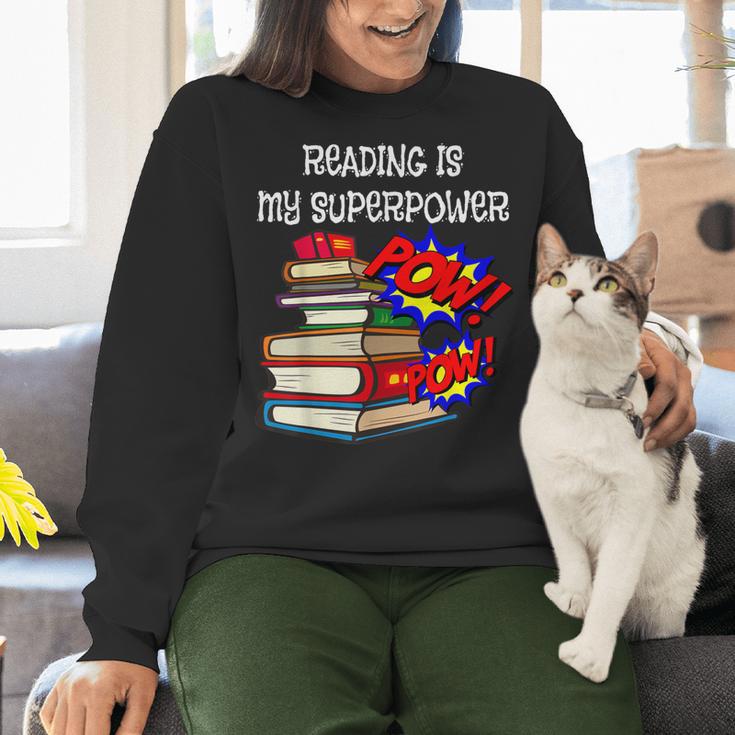Reading Is My Super Power Superhero Best English Teacher Women Crewneck Sweatshirt, Super Teacher Sweatshirts, English Teacher Sweatshirts, gift for family, gift for coworker