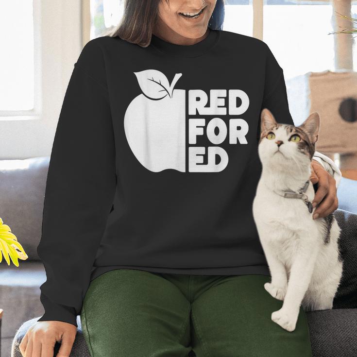 Red For Ed Teacher Support Public Education For Men Women Kids Women Crewneck Sweatshirt, gift for family, gift for coworker Red For Ed Teacher Support Public Education For Men Women Kids Women Crewneck Sweatshirt, gift for family, gift for coworker
