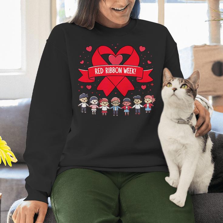 Red Ribbon Week Awareness For Students And Teachers Men Women Girls Kids Women Crewneck Sweatshirt, gift for family, gift for coworker