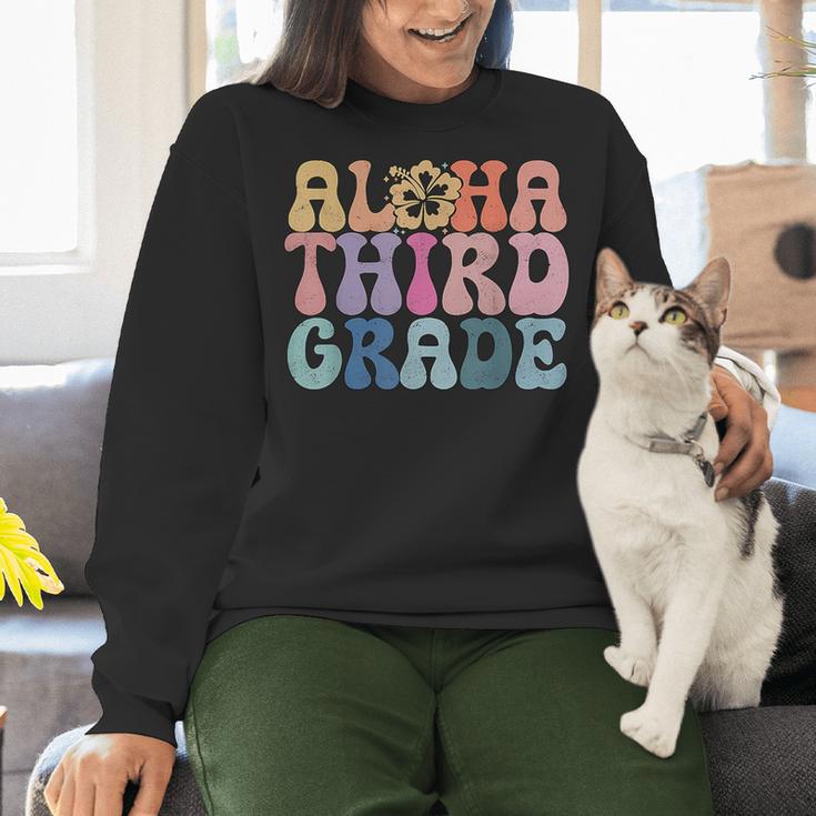 Retro Aloha Third Grade Teacher Summer Vacation Beach Hawaii Women Crewneck Sweatshirt, gift for family, gift for coworker Retro Aloha Third Grade Teacher Summer Vacation Beach Hawaii Women Crewneck Sweatshirt, gift for family, gift for coworker