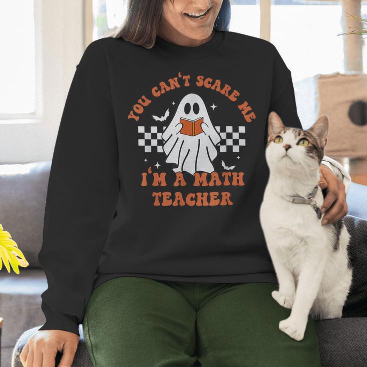 Retro You Can't Scare Me I'm A Math Teacher Cute Ghost Women Women Crewneck Sweatshirt, gift for family, gift for coworker