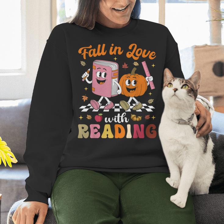 Retro Fall In Love With Learning Pumpkin Autumn Teacher Women Crewneck Sweatshirt, gift for family, gift for coworker Retro Fall In Love With Learning Pumpkin Autumn Teacher Women Crewneck Sweatshirt, gift for family, gift for coworker