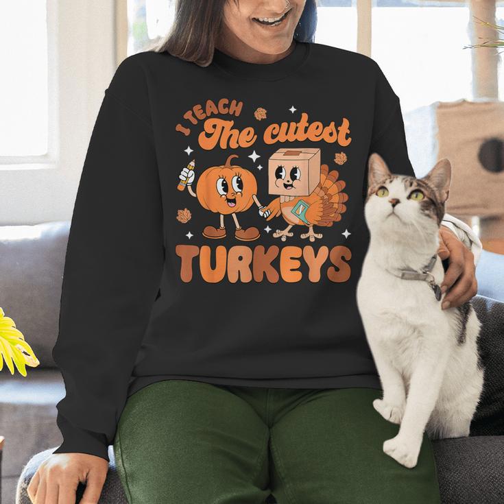 Retro I Teach The Cutest Turkey Thanksgiving Pumpkin Teacher Women Crewneck Sweatshirt, gift for family, gift for coworker Retro I Teach The Cutest Turkey Thanksgiving Pumpkin Teacher Women Crewneck Sweatshirt, gift for family, gift for coworker