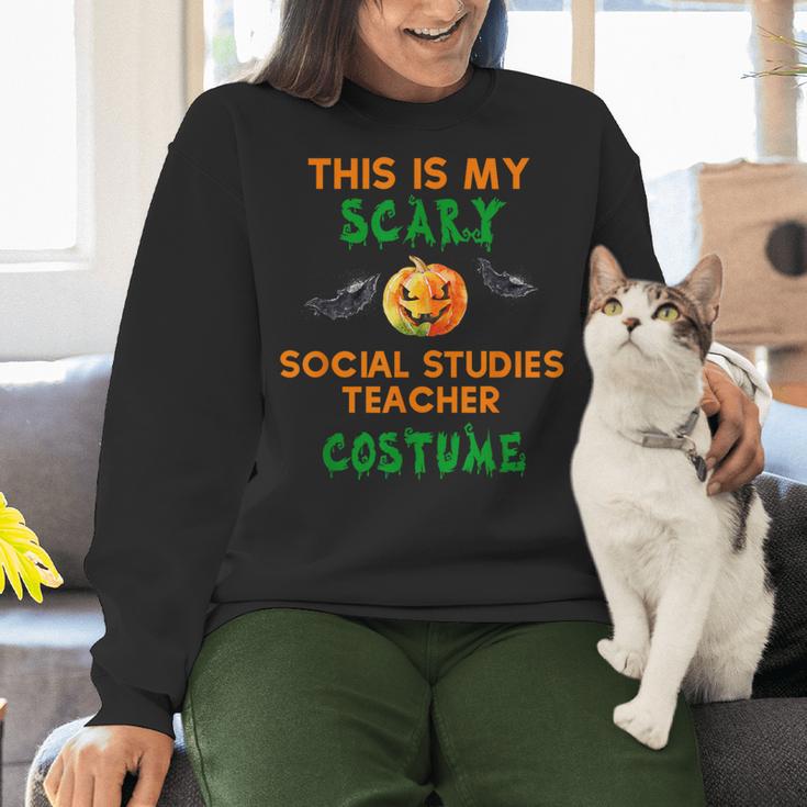 My Scary Social Studies Teacher Costume Halloween Men Women Women Crewneck Sweatshirt, gift for family, gift for coworker My Scary Social Studies Teacher Costume Halloween Men Women Women Crewneck Sweatshirt, gift for family, gift for coworker