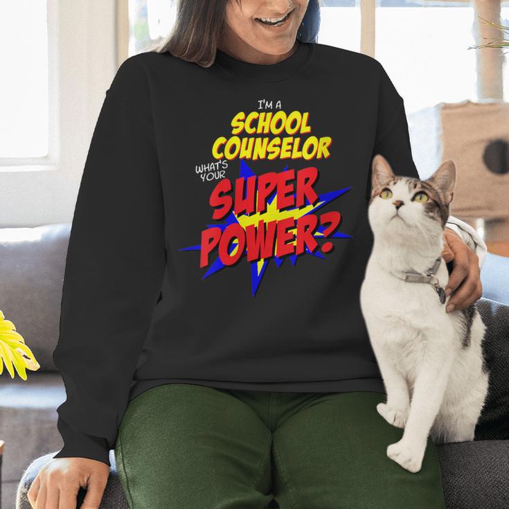 School Counselor Teacher Superhero Superpower Comic Book Women Crewneck Sweatshirt, gift for family, gift for coworker School Counselor Teacher Superhero Superpower Comic Book Women Crewneck Sweatshirt, gift for family, gift for coworker