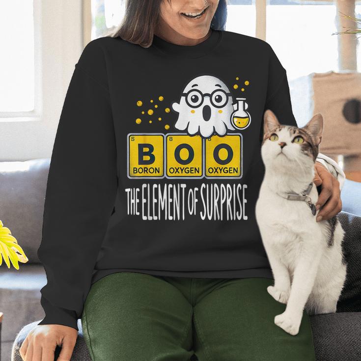 Science Teacher Halloween Elements Of Surprise Chemistry Women Crewneck Sweatshirt, Science Teacher Sweatshirts, gift for family, gift for coworker