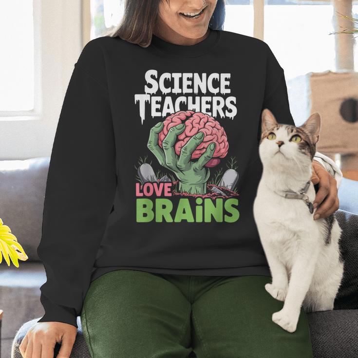 Science Teachers Love Brains Shirt Men Women Halloween Women Crewneck Sweatshirt, Science Teacher Sweatshirts, gift for family, gift for coworker