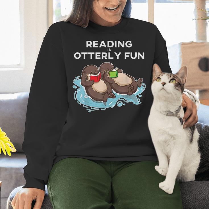 Sea Otter Book Reading Shirt For Bookworm Teachers Women Crewneck Sweatshirt, gift for family, gift for coworker