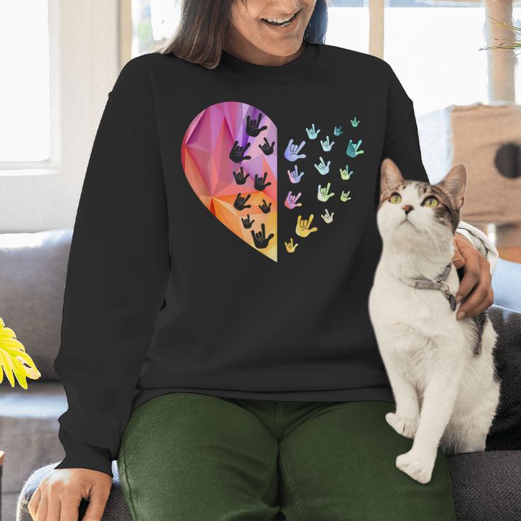 Sign Language Heart ASL For Deaf Teacher Women Crewneck Sweatshirt, gift for family, gift for coworker Sign Language Heart ASL For Deaf Teacher Women Crewneck Sweatshirt, gift for family, gift for coworker
