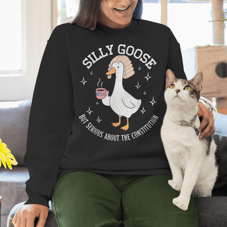 Silly Goose Constitution History Teacher Middle School Women Crewneck Sweatshirt, History Teacher Sweatshirts, gift for family, gift for coworker