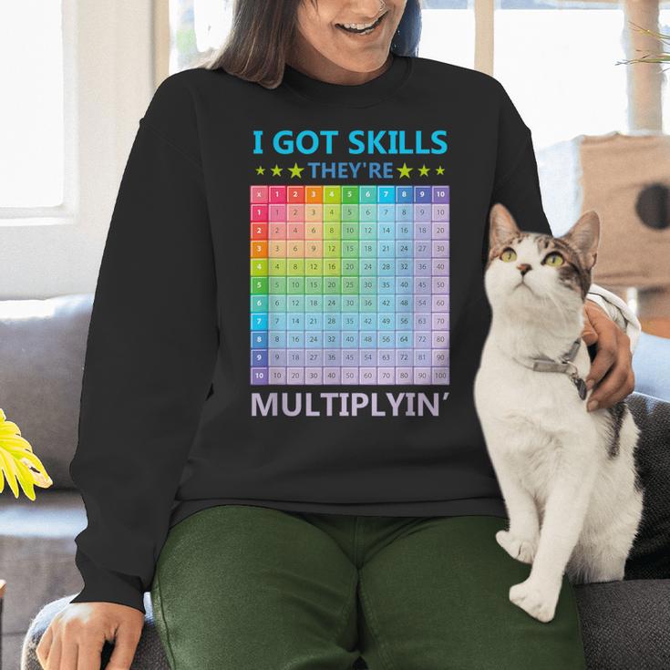 I Got Skills They'Re Multiplying Math Teacher Students Women Crewneck Sweatshirt, gift for family, gift for coworker I Got Skills They'Re Multiplying Math Teacher Students Women Crewneck Sweatshirt, gift for family, gift for coworker