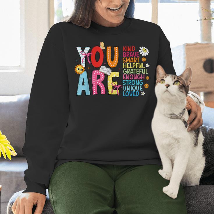 You Are Smart Brave Strong Kind Loved Motivation Teacher Kid Women Crewneck Sweatshirt, gift for family, gift for coworker You Are Smart Brave Strong Kind Loved Motivation Teacher Kid Women Crewneck Sweatshirt, gift for family, gift for coworker