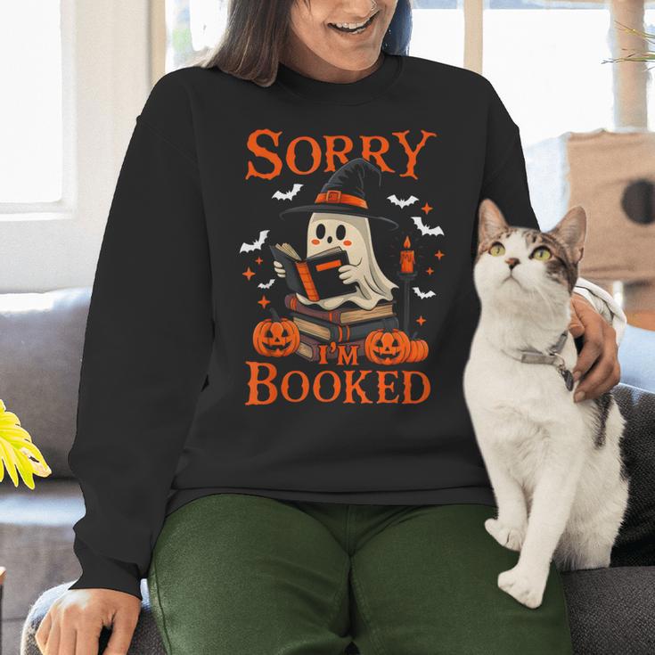 Sorry I'm Booked Ghost Reading Book Lover Teacher Halloween Women Crewneck Sweatshirt, gift for family, gift for coworker Sorry I'm Booked Ghost Reading Book Lover Teacher Halloween Women Crewneck Sweatshirt, gift for family, gift for coworker