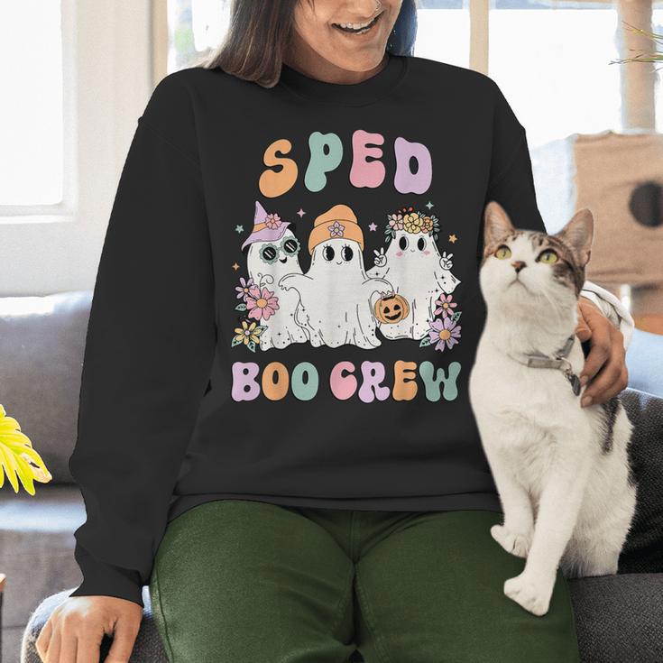 SPED Boo Crew Halloween Floral Ghost Special Ed SPED Teacher For Men Women Kids Women Crewneck Sweatshirt, gift for family, gift for coworker