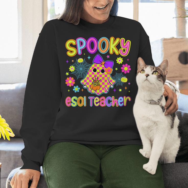 Spooky ESOL Teacher Halloween ESOL Teaching Coquette Women Crewneck Sweatshirt, gift for family, gift for coworker Spooky ESOL Teacher Halloween ESOL Teaching Coquette Women Crewneck Sweatshirt, gift for family, gift for coworker