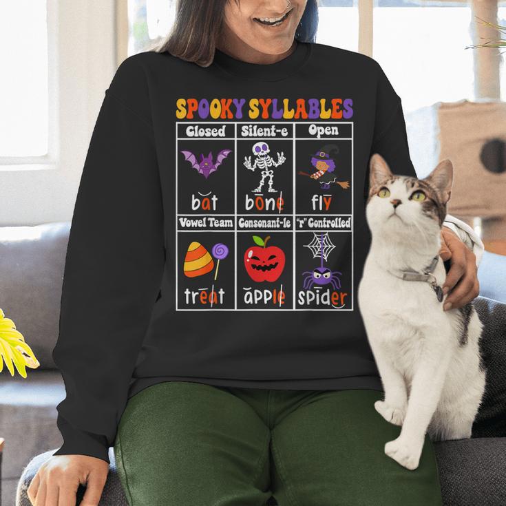 Spooky Syllables Teacher Halloween Educational Kids Women Crewneck Sweatshirt, gift for family, gift for coworker