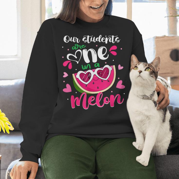 Our Students Are One In A Melon Teacher Watermelon Summer Women Crewneck Sweatshirt, gift for family, gift for coworker Our Students Are One In A Melon Teacher Watermelon Summer Women Crewneck Sweatshirt, gift for family, gift for coworker