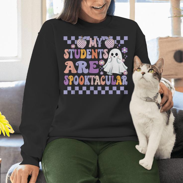 My Students Are Spooktacular Teacher Halloween Vibes Women Crewneck Sweatshirt, gift for family, gift for coworker My Students Are Spooktacular Teacher Halloween Vibes Women Crewneck Sweatshirt, gift for family, gift for coworker