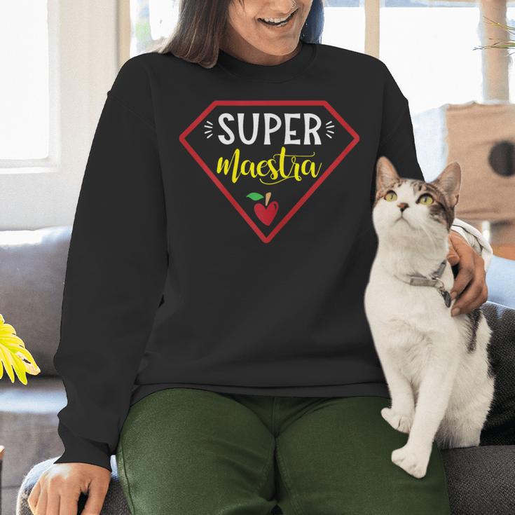 Super Heroe Maestra Espanol Spanish Super Teacher Women Crewneck Sweatshirt, Super Teacher Sweatshirts, gift for family, gift for coworker