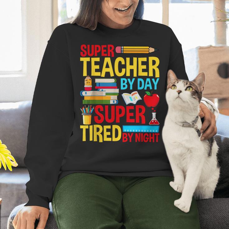 Super Teacher By Day Super Tired By Night Superhero Teacher Women Crewneck Sweatshirt, Super Teacher Sweatshirts, gift for family, gift for coworker Super Teacher By Day Super Tired By Night Superhero Teacher Women Crewneck Sweatshirt, Super Teacher Sweatshirts, gift for family, gift for coworker