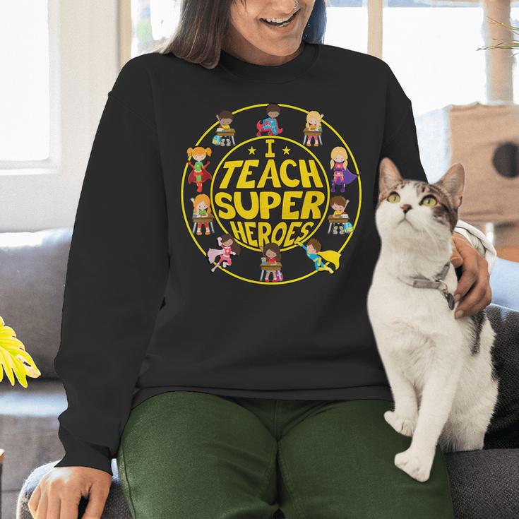 Superhero Teacher I Teach Super Heroes Women Crewneck Sweatshirt, Super Teacher Sweatshirts, gift for family, gift for coworker