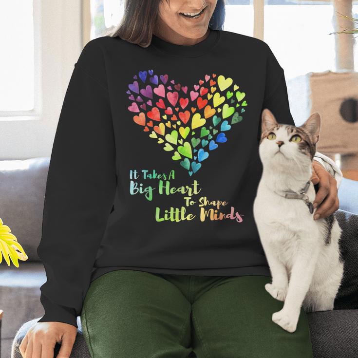 It Takes A Big Heart To Shape Little Minds Teacher Student Men Women Kids Women Crewneck Sweatshirt, gift for family, gift for coworker
