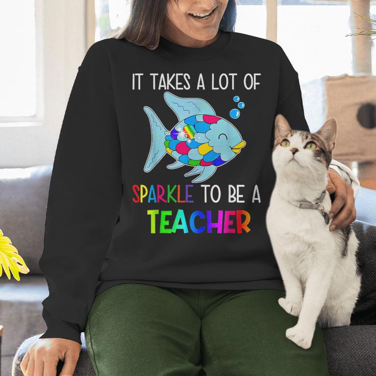 It Takes A Lot Of Sparkle To Be A Teacher Rainbow Fish For Men Women Women Crewneck Sweatshirt, gift for family, gift for coworker It Takes A Lot Of Sparkle To Be A Teacher Rainbow Fish For Men Women Women Crewneck Sweatshirt, gift for family, gift for coworker