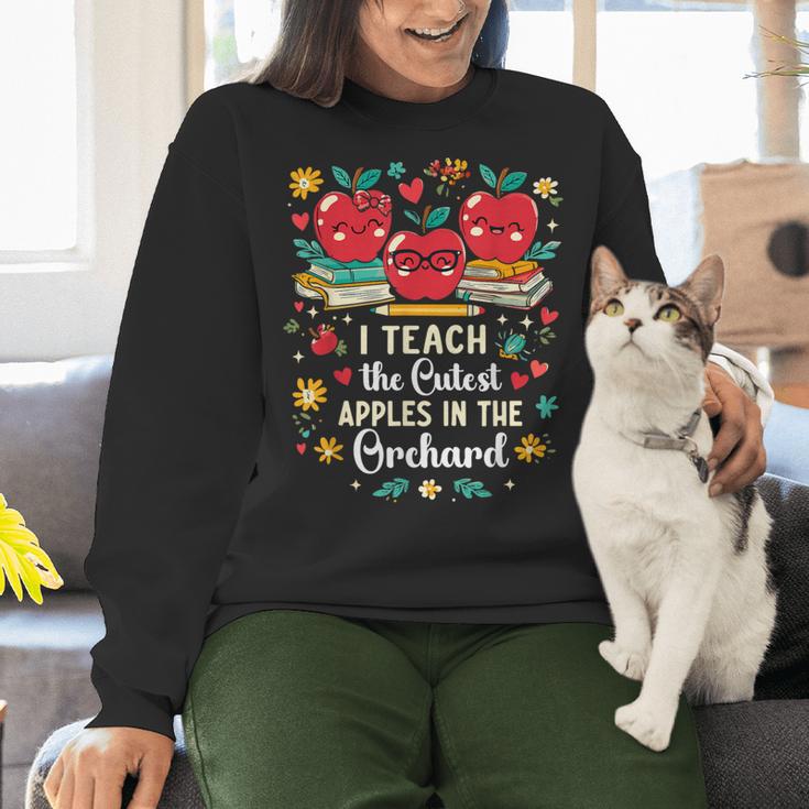 I Teach The Cutest Apples In The Orchard Cute Fall Teacher Women Crewneck Sweatshirt, gift for family, gift for coworker I Teach The Cutest Apples In The Orchard Cute Fall Teacher Women Crewneck Sweatshirt, gift for family, gift for coworker