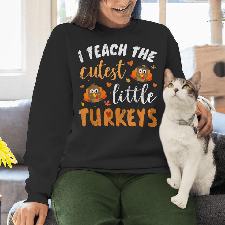 I Teach The Cutest Little Turkeys For Teacher Thanksgiving Women Crewneck Sweatshirt, gift for family, gift for coworker