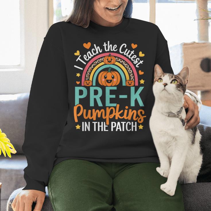 I Teach The Cutest Pre-K Pumpkin Teacher Student Halloween Women Crewneck Sweatshirt, gift for family, gift for coworker