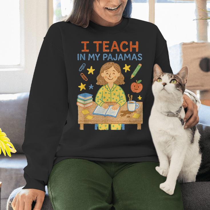 I Teach In My Pajamas Crayon Home School Teacher PJs Women Crewneck Sweatshirt, gift for family, gift for coworker I Teach In My Pajamas Crayon Home School Teacher PJs Women Crewneck Sweatshirt, gift for family, gift for coworker