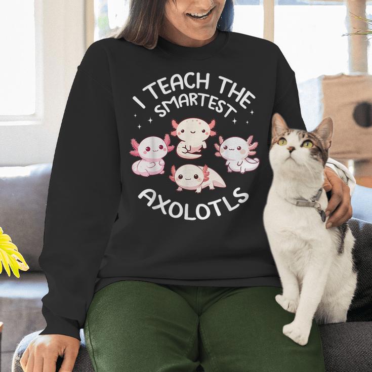 I Teach The Smartest Axolotls Cute Teacher Axolotl Women Crewneck Sweatshirt, gift for family, gift for coworker I Teach The Smartest Axolotls Cute Teacher Axolotl Women Crewneck Sweatshirt, gift for family, gift for coworker