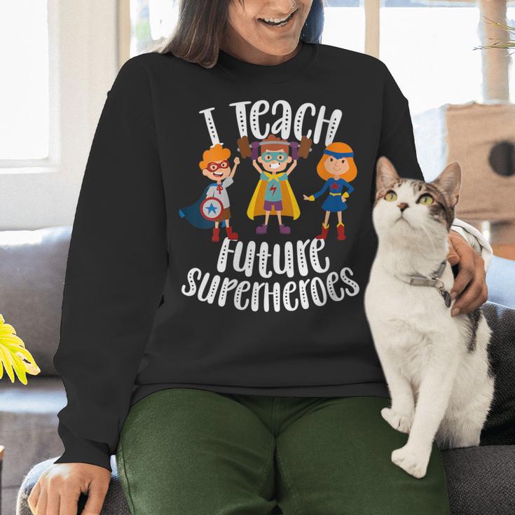 I Teach Superheroes Cute Back To School Teacher Women Crewneck Sweatshirt, gift for family, gift for coworker I Teach Superheroes Cute Back To School Teacher Women Crewneck Sweatshirt, gift for family, gift for coworker