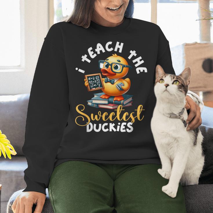 I Teach The Sweetest Duckies Teacher Rubber Duck Teaching Women Crewneck Sweatshirt, gift for family, gift for coworker
