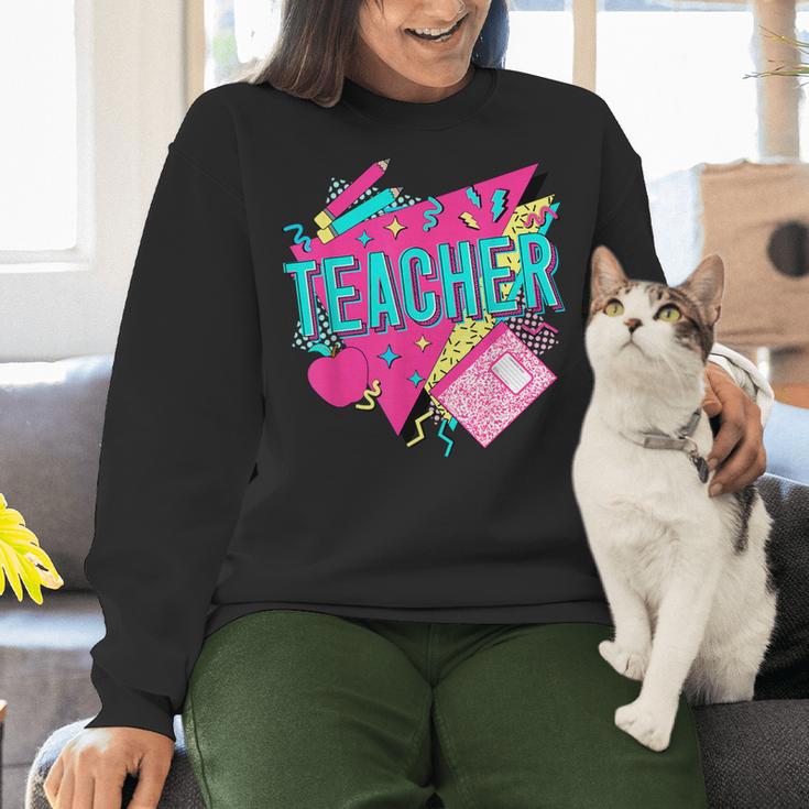 Teacher 90s Retro Colorful Teacher Of The 90s Back To School Women Crewneck Sweatshirt, 90s Teacher Sweatshirts, gift for family, gift for coworker Teacher 90s Retro Colorful Teacher Of The 90s Back To School Women Crewneck Sweatshirt, 90s Teacher Sweatshirts, gift for family, gift for coworker