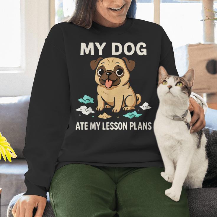 Teacher My Dog Ate My Lesson Plans School Staff Women Crewneck Sweatshirt, gift for family, gift for coworker