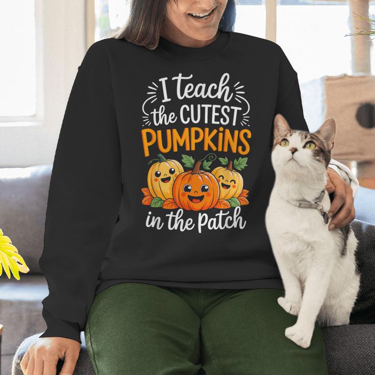 Teacher Halloween Pre-K Teacher Kindergarten Cutest Pumpkins Women Crewneck Sweatshirt, gift for family, gift for coworker