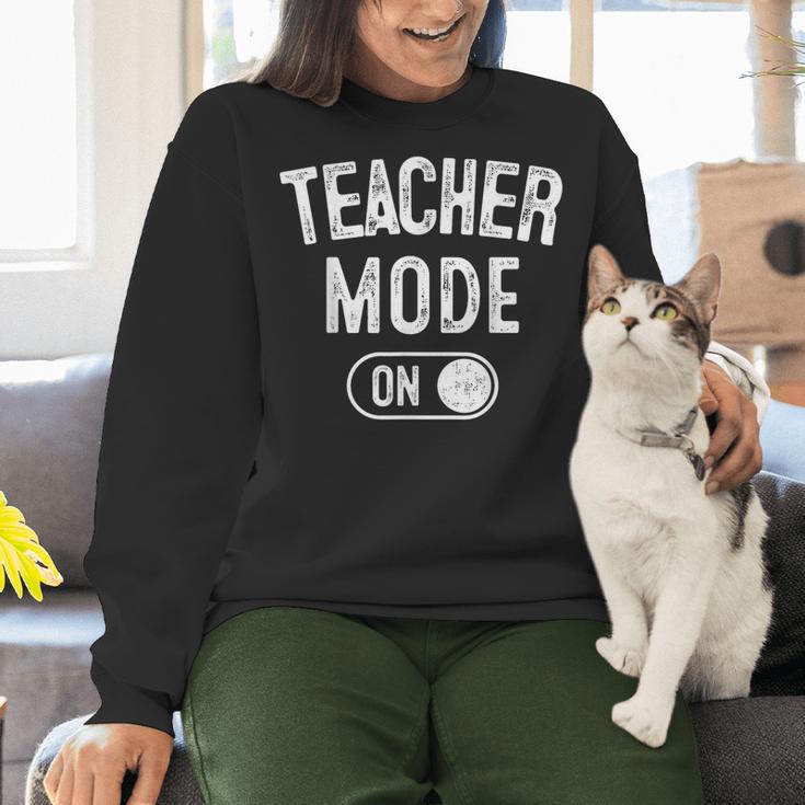 Teacher Mode On School Education Educator Women Crewneck Sweatshirt, gift for family, gift for coworker Teacher Mode On School Education Educator Women Crewneck Sweatshirt, gift for family, gift for coworker