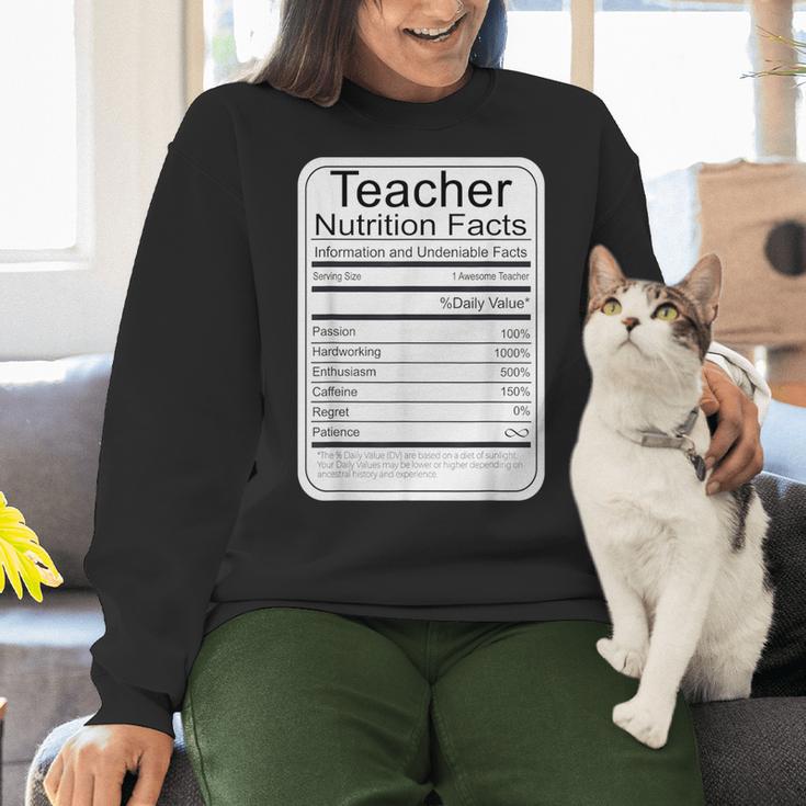 Teacher Nutrition Facts Teachers Nutritional Fact Women Crewneck Sweatshirt, gift for family, gift for coworker