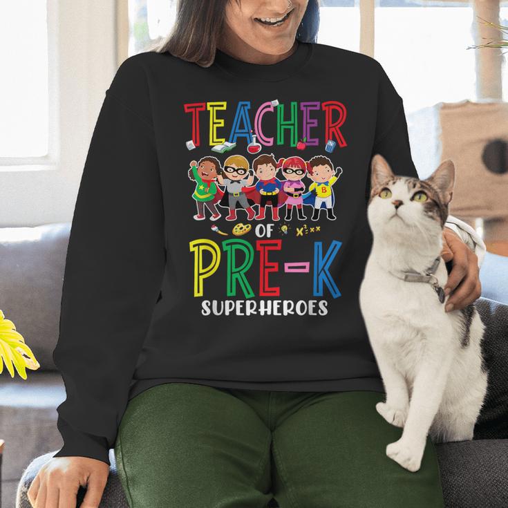 Teacher Of Pre K Superheroes Teacher New School Year Men Women Women Crewneck Sweatshirt, gift for family, gift for coworker