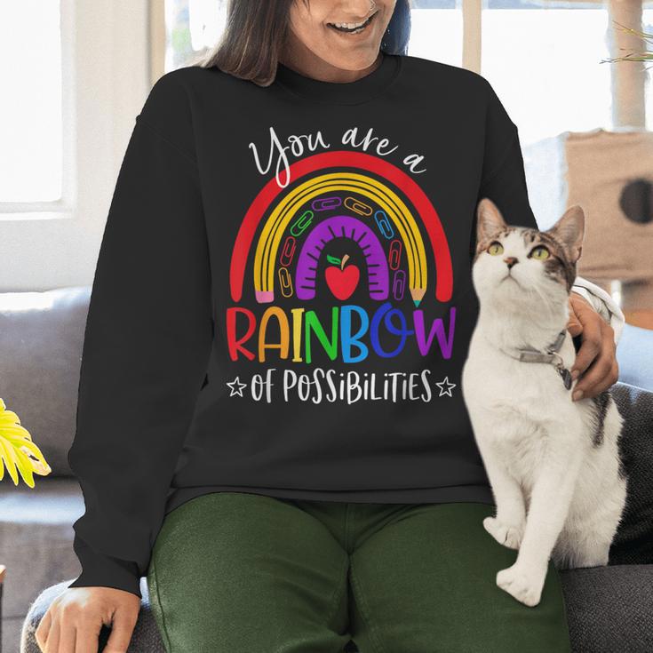 Teacher You Are a Rainbow Of Possibilities Funny Women Crewneck Sweatshirt, gift for family, gift for coworker Teacher You Are a Rainbow Of Possibilities Funny Women Crewneck Sweatshirt, gift for family, gift for coworker