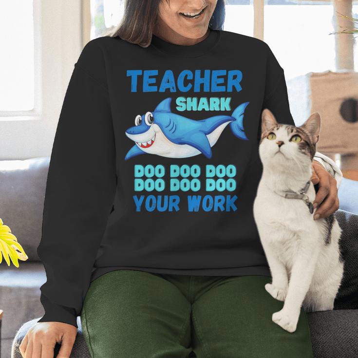 Teacher Shark Do Your Work Women Crewneck Sweatshirt, gift for family, gift for coworker Teacher Shark Do Your Work Women Crewneck Sweatshirt, gift for family, gift for coworker