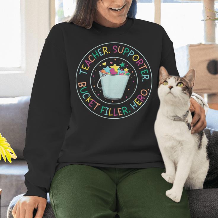 Teacher Supporter Bucket Filler Hero Women Crewneck Sweatshirt, gift for family, gift for coworker