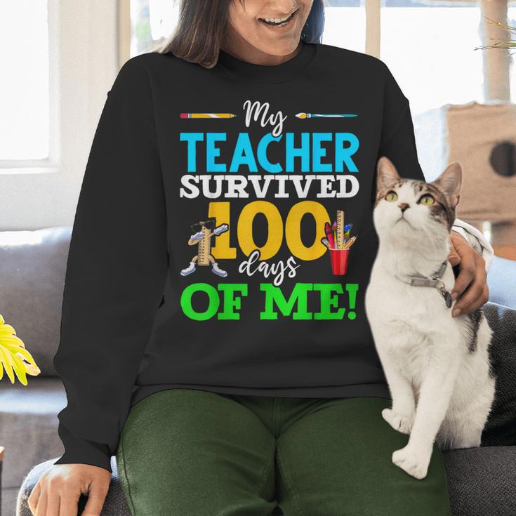 My Teacher Survived 100 Days Of Me Dab 100 Days Of School For Men Women Kids Women Crewneck Sweatshirt, gift for family, gift for coworker My Teacher Survived 100 Days Of Me Dab 100 Days Of School For Men Women Kids Women Crewneck Sweatshirt, gift for family, gift for coworker