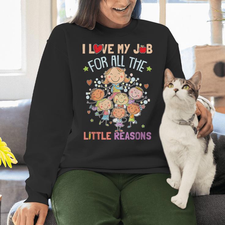Teacher Teaching I Love My Job For All The Little Reasons Women Crewneck Sweatshirt, gift for family, gift for coworker Teacher Teaching I Love My Job For All The Little Reasons Women Crewneck Sweatshirt, gift for family, gift for coworker