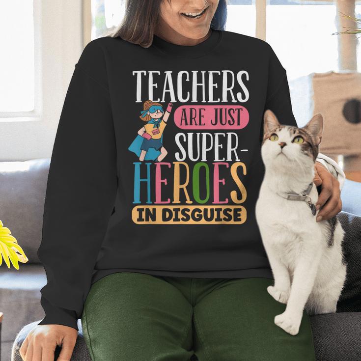 Teachers Are Just Superheroes In Disguise Back To School Women Crewneck Sweatshirt, gift for family, gift for coworker Teachers Are Just Superheroes In Disguise Back To School Women Crewneck Sweatshirt, gift for family, gift for coworker