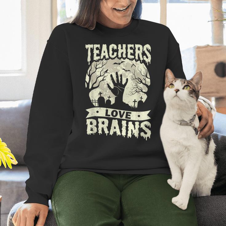 Teachers Love Brains Halloween Costume Boo Trick Teach Women Crewneck Sweatshirt, gift for family, gift for coworker Teachers Love Brains Halloween Costume Boo Trick Teach Women Crewneck Sweatshirt, gift for family, gift for coworker