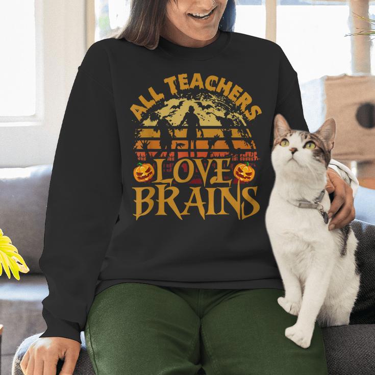 All Teachers Love Brains School Halloween Costume Women Crewneck Sweatshirt, gift for family, gift for coworker