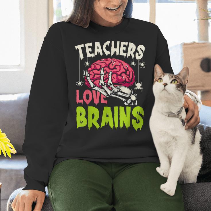 Teachers Love Brains Skeleton Halloween Teacher Funny Women Crewneck Sweatshirt, gift for family, gift for coworker Teachers Love Brains Skeleton Halloween Teacher Funny Women Crewneck Sweatshirt, gift for family, gift for coworker