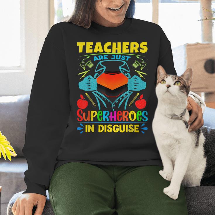 Teachers Are Superheroes – Fun Appreciation Women Crewneck Sweatshirt, gift for family, gift for coworker